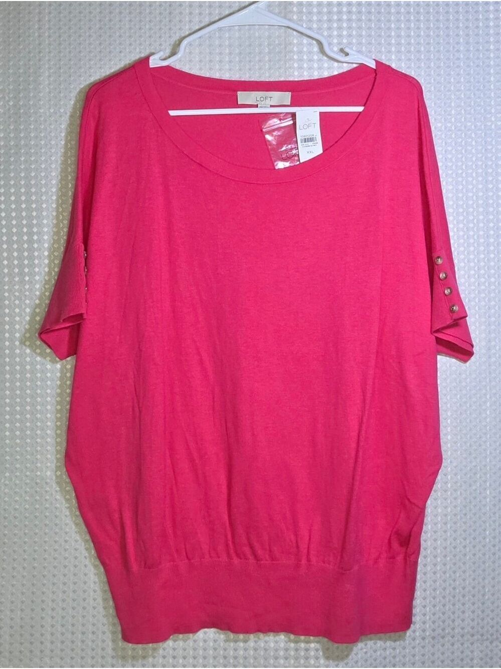 LOFT Hot Pink Dolman Sleeve Sweater Top NWT Women's 2X Button Sleeve - Picture 11 of 15